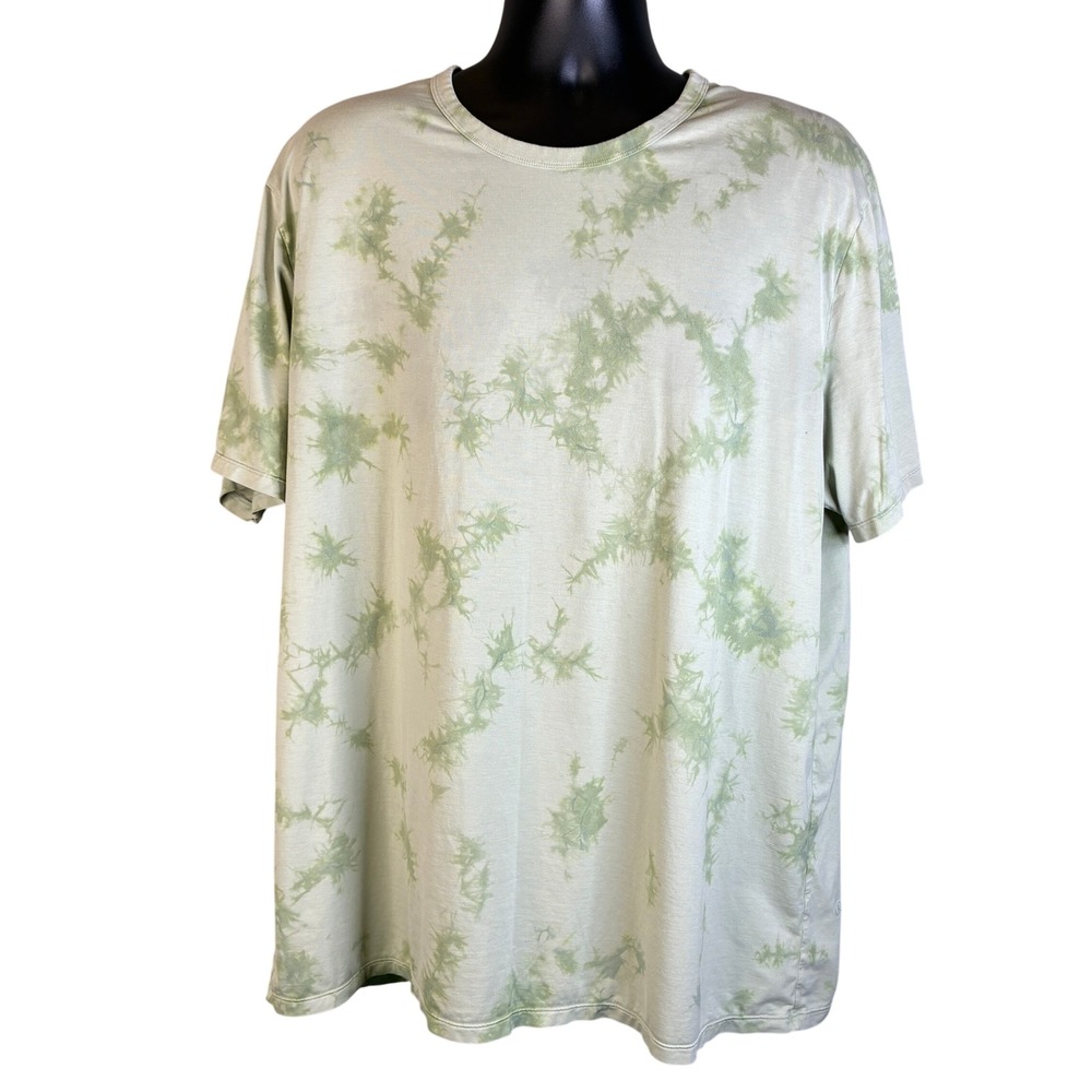 Lululemon Men's Fundamental T-Shirt XXL Green Tie Dye Pima Cotton Stretch Tee